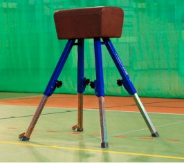 Vaulting buck with height regulation 0,90-1,30 m; leather