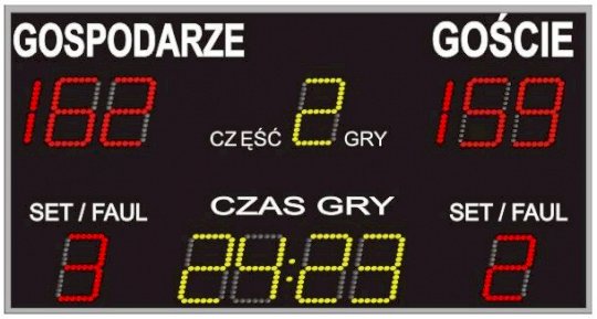 Scoreboard 140 x 80 x 6 cm, remote or desk controlled, with assembly
