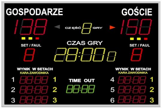 Scoreboard 300 x 160 x 10 cm, remote or desk controlled, with assembly
